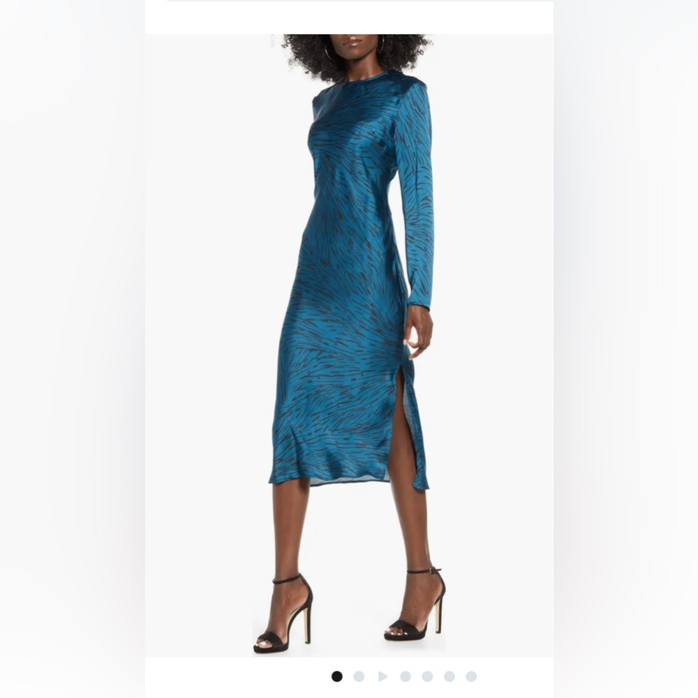 Leith Bias Cut Side Slit Satin Dress - Size XXS